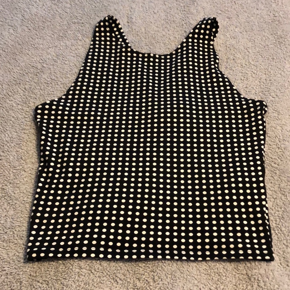 Abercrombie & Fitch black & white polka dot crop top Size L